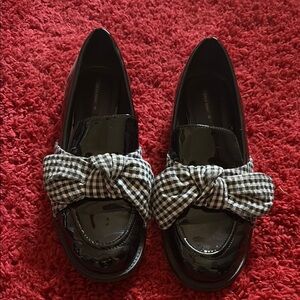 Zara Black Loafers with Bow Detail